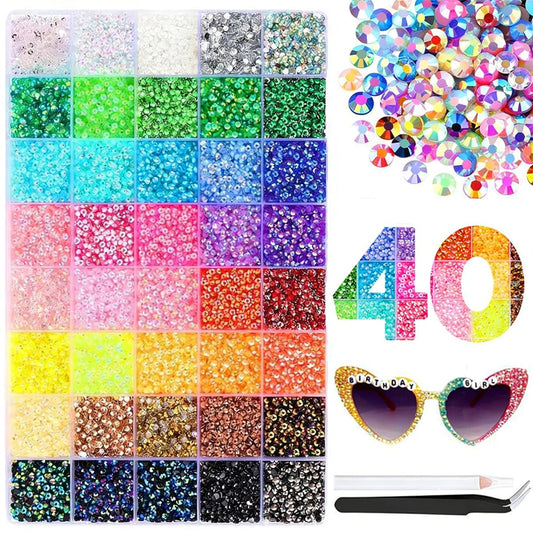 40 Colors Bedazzling Kit, 32000PCS 3mm Flatback Rhinestones for Bedazzling, Resin Rhinestone Kit, Bling Gems for Crafts, Nails, Clothing, Shoes, DIY Decoration (No glue included)