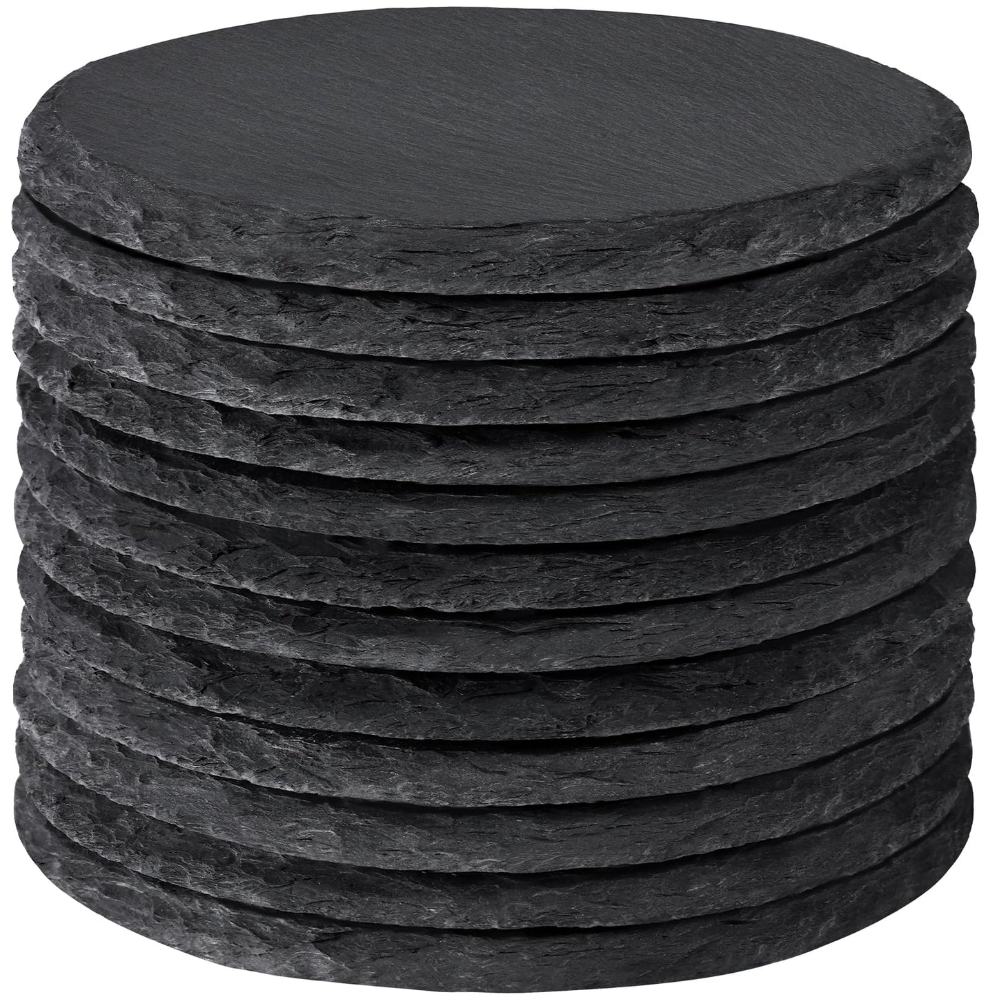 12 PCS Slate Coasters Bulk, MAPRIAL 4 Inch Black Coasters for Drinks, Laser Engraving Blanks Material, Round Stone Coasters for Laser Engraver, Project, Gifts, Bar, Home Decor