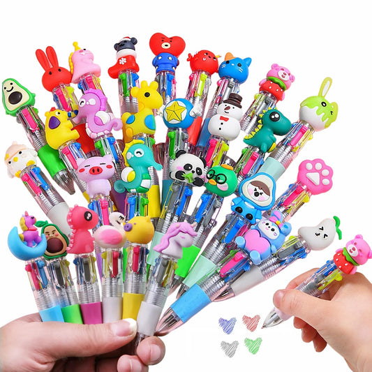 Pack of 50 Multicolor Pens | 4-in-1 Colors Ballpoint Pens for School, Office & Home Writing Supplies - Perfect Fun Writing Gifts (Assorted Style)