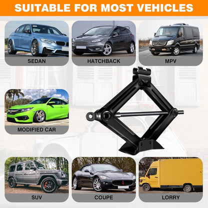 Scissor Jack, Compact Car Jack Kit 2 Ton/4409 LBS, 105 to 385mm Lifting Range Car Lift Jack, Portable Tire Change Kit for Cars/SUV