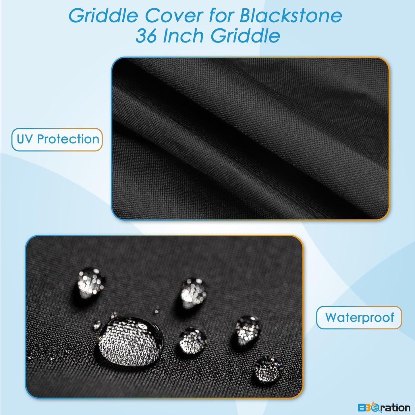 BBQration BBQ Cover for 36 Inch Blackstone Griddle, Heavy Duty 600D Flat Top 1528 Griddle Cover for Blackstone 36” and Similar Sized Barbecue