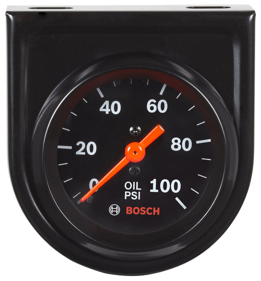 Bosch SP0F000052 Style Line 2" Mechanical Oil Pressure Gauge (Black Dial Face, Black Bezel)