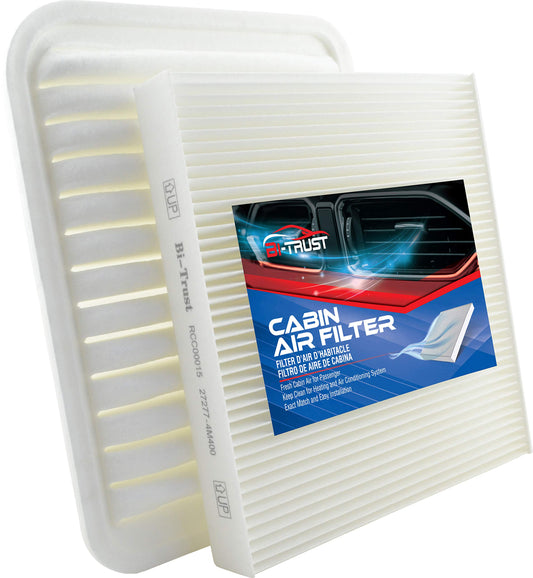 Engine & Cabin Air Filter Kit Replacement for Mitsubishi Outlander Lancer ASX RVR 2013–2024, Synthetic Engine Filter & Non-Woven Cabin Filter, Precise Fit, Filtro de aire de la cabina del motor