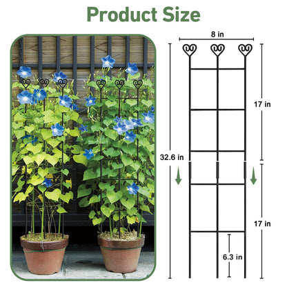 Xeeol 32in Large Garden Trellis for Potted Plants, Expandable Metal Indoor Plant Trellis for Climbing Plants, Tall Plant Supports for Ivy Pothos Hoya Monstera,2P