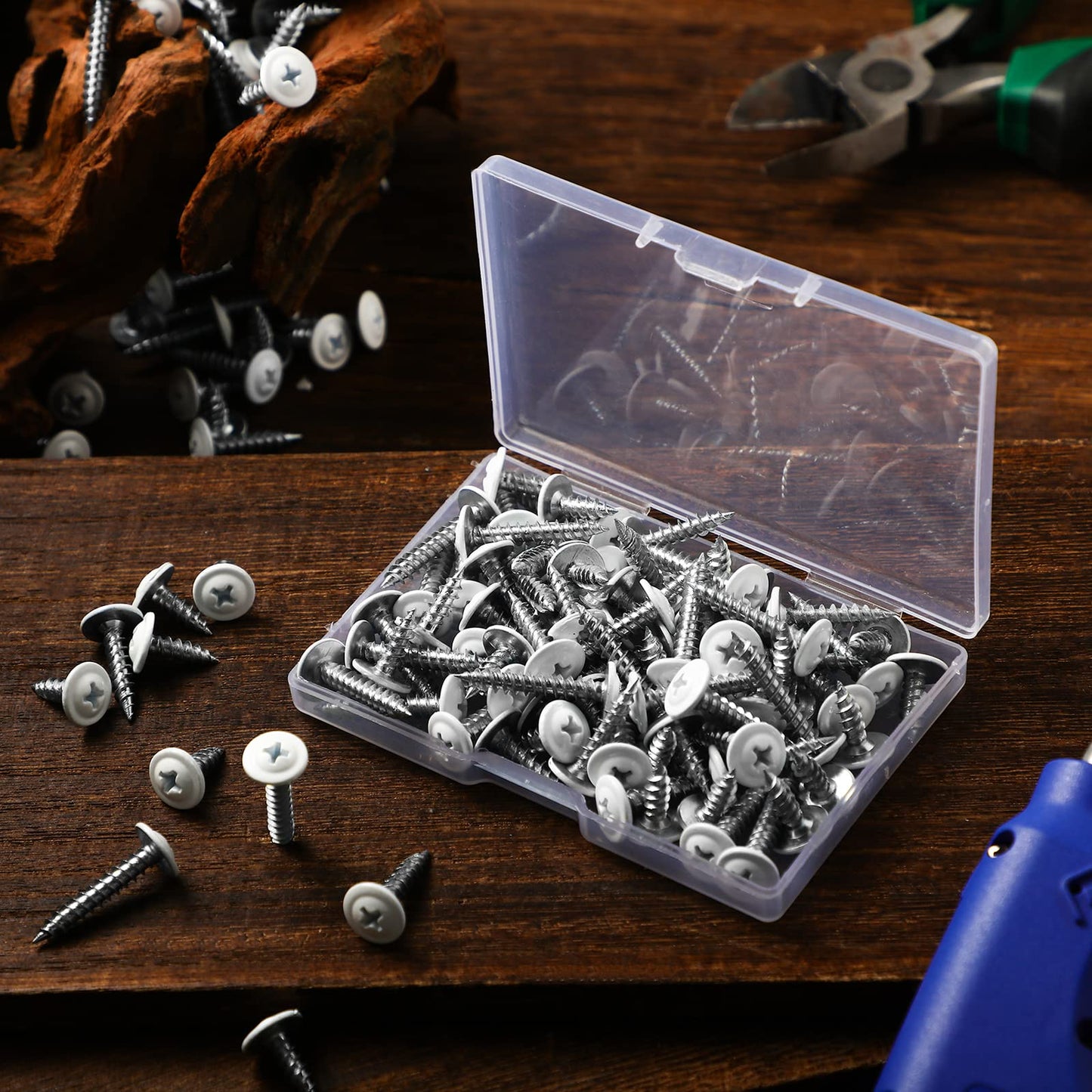 Demissle 120 Pcs #8 White Wood Screws Fast Self Tapping Wall Plate Screws White Pan Thread Truss Head for Wall Plates Wood Work Shutters Book Shelf 1/2", 3/4", 1"
