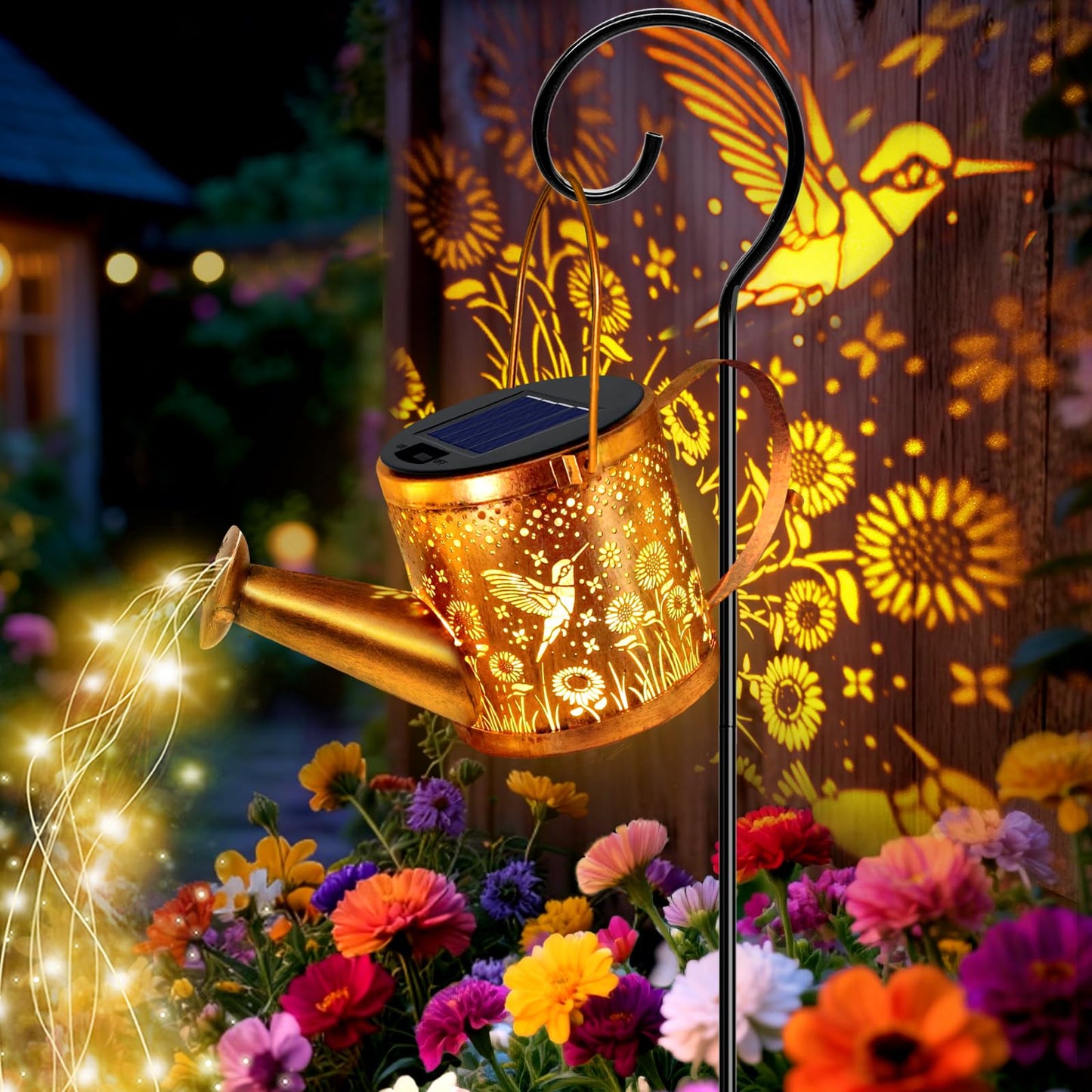 ZNYCYE Solar Watering Can Lights, Hummingbird Decorative Hanging Lantern Solar Lights Outdoor Waterproof, Gifts for Mom Women Grandma Birthday, Retro Metal Garden Decor for Outside Yard Patio Lawn