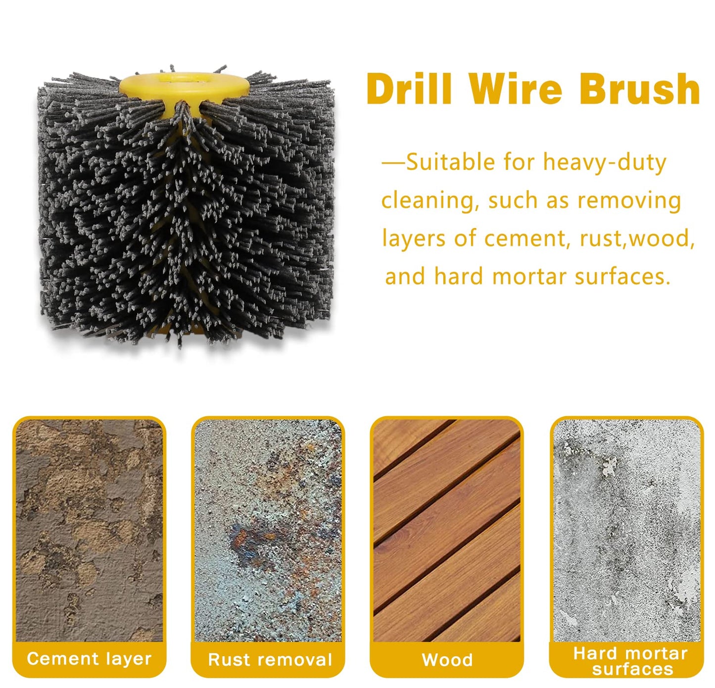 Shineboc Abrasive Nylon Wire Drawing Brushes, 120 Grit 120x100mm Wheel Drum Burnishing Tool Polishing Brush Wooden Wheels for Wood Furniture Working Surface Conditioning Tool (120 Grit)