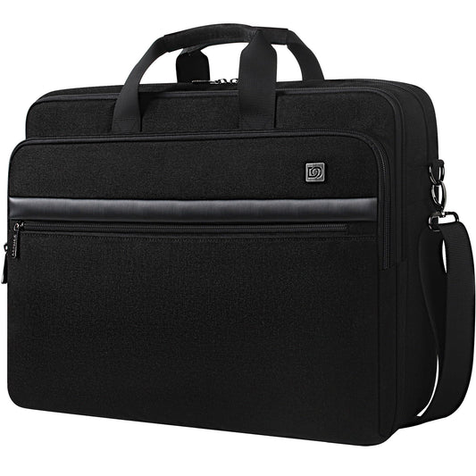 DOMISO 17-17.3" Laptop Briefcase Waterproof & Shockproof Business Bag w/Luggage Strap & Anti-Theft - Fits 17" Laptops, Black
