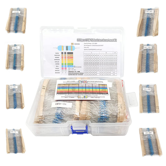 3120pcs 156 Values Metal Film Resistor Kit Minidodoca 1 Ohm-10M Ohm 1/4W 0.25 watt ±1% Tolerance Fixed Resistors Assortment Kit RoHS Compliant 100 1000 1k 10k 100k ohm Resistor Pack for DIY Projects