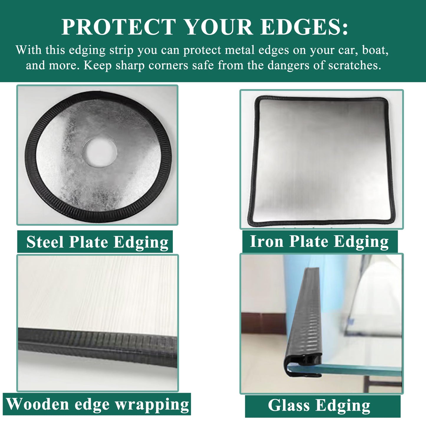 U Shape Rubber Seal Edge Strip Trim Guard for Panels, Car Doors, Steel Plates, Hatches, Table Corners, Fits Edge 1/32 to 1/4 Inch, 10Ft Length
