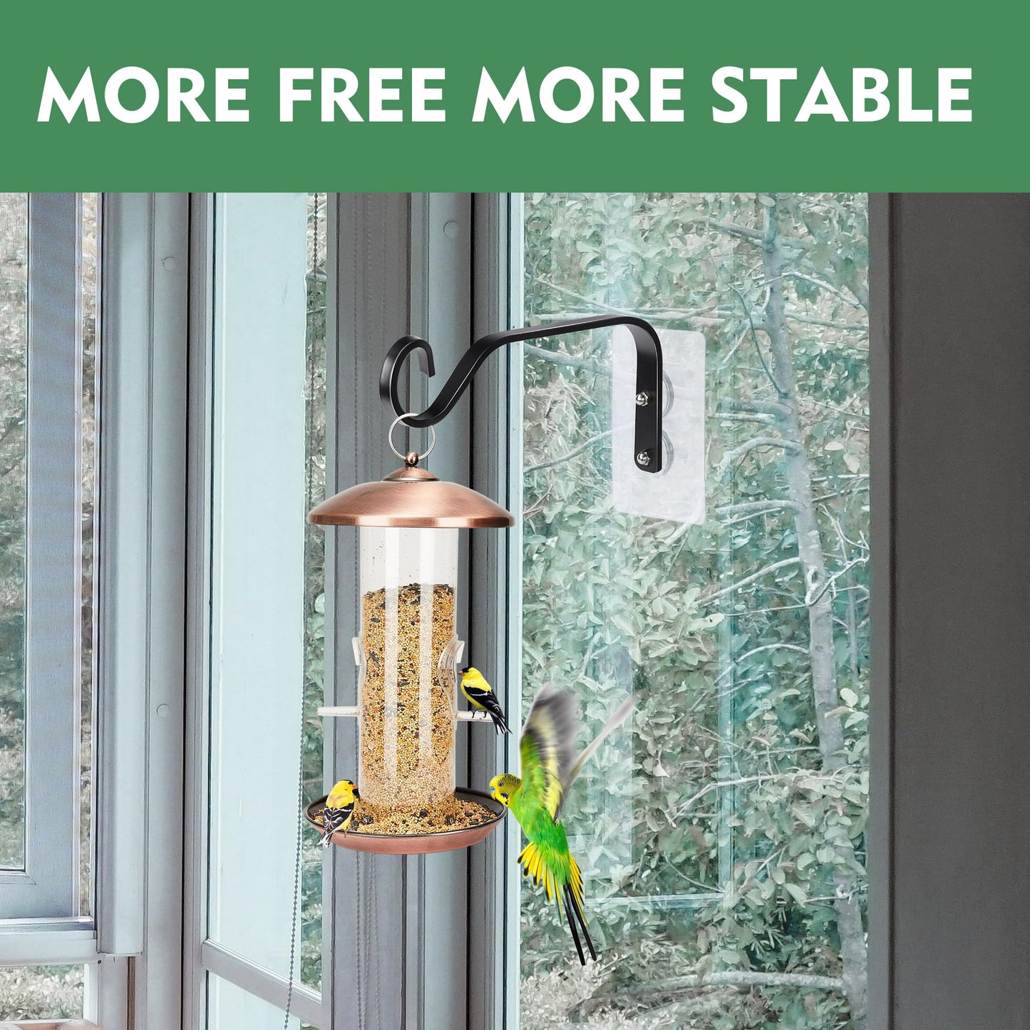 DECOHS 3 Pcs Window Bird Feeder Hanger Hooks - Strong Load-Bearing, Wind Chimes & Plants Mounted