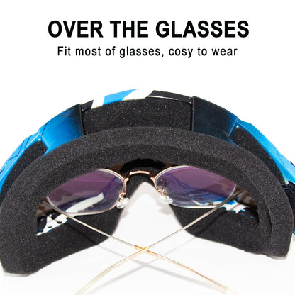 Dirt Bike Motorcycle ATV Motocross Goggles - UV 400 Offroad Mx Racing Helmet for Men Women Adults Youth Kids (示例： Cranberry Blue Frame+color Blue Lens)