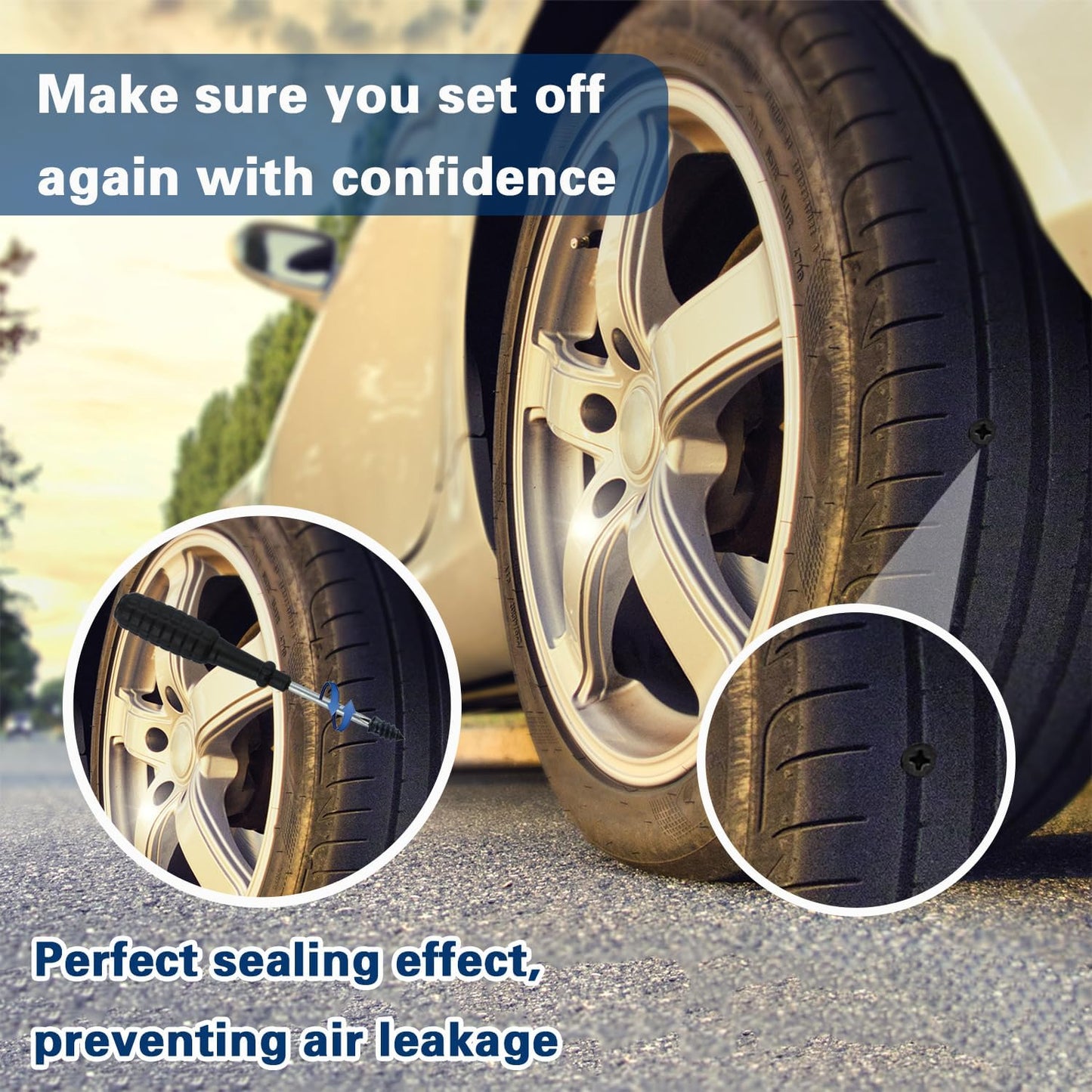 AACGIN 70 Pcs Tire Repair Rubber Screws,Tire Repair Rubber Nail, Tire Repair Nail Fast Tool Self-Service Tire Repair Nail Vacuum Suitable for Car Motorcycle Jeep Tire Puncture Repair