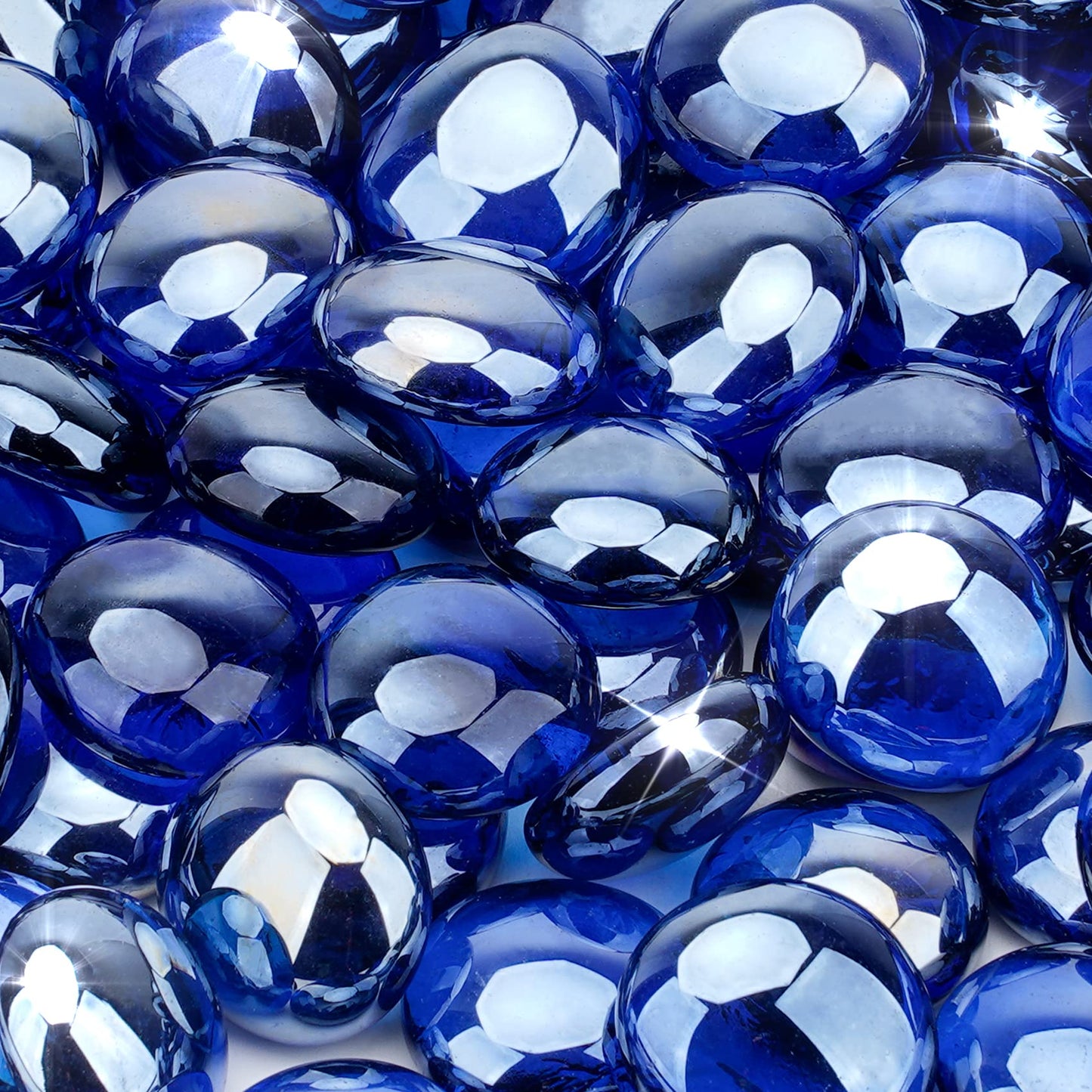 Stanbroil 10-Pound Reflective Fire Glass Beads - 1/2 inch Luster Fire Glass Drops for Fireplace Fire Pit, Royal Cobalt Blue Luster
