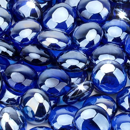 Stanbroil 10-Pound Reflective Fire Glass Beads - 1/2 inch Luster Fire Glass Drops for Fireplace Fire Pit, Royal Cobalt Blue Luster