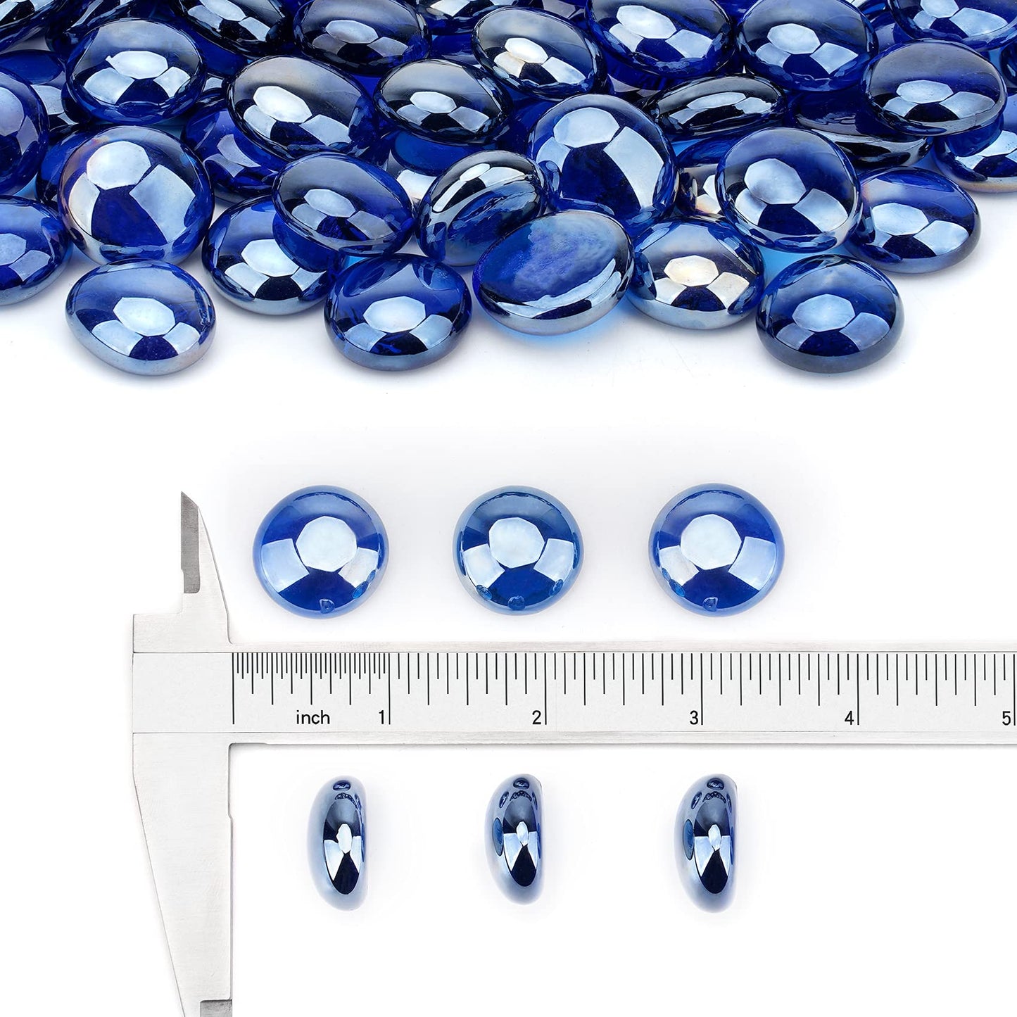 Stanbroil 10-Pound Reflective Fire Glass Beads - 1/2 inch Luster Fire Glass Drops for Fireplace Fire Pit, Royal Cobalt Blue Luster