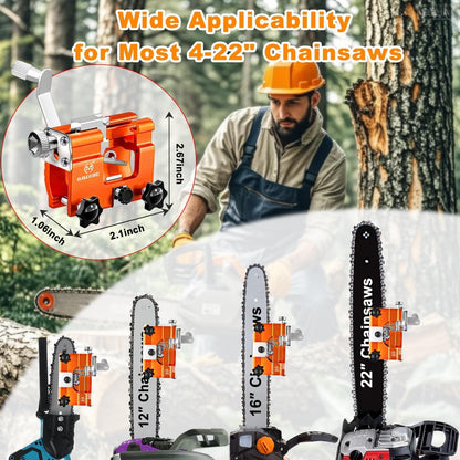OMCCHK Chainsaw Sharpener Jig Kit with 3 High Hardness Titanium Plated Diamond Bits, Universal Portable Chainsaw Sharpening Tool, Manual Chainsaw Accessories for 4-22" Chain Saw