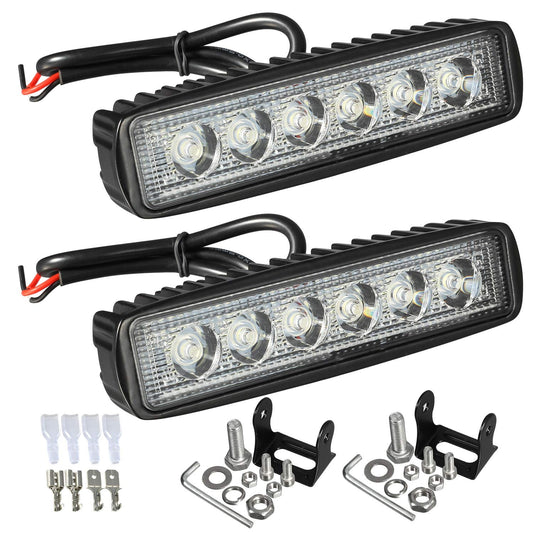 Partsam 2pcs 6" LED Light Bar 36W 6500K Super Bright Flood LED Work Light Pods Single Row Off Road Led Light Driving Light Fog Light Boat Light Waterproof SUV ATV 4WD Car Truck Golf Cart 12V 24V IP68