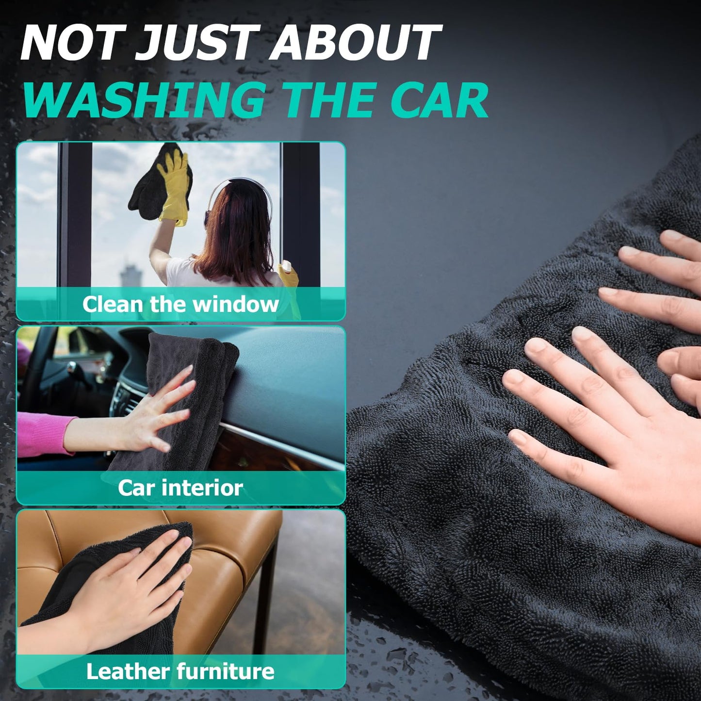 2-Pack Microfiber Towels for Cars, 1300 GSM Premium Ultra-Soft Microfiber, (Double-Sided 35" X 27.5" & 19.7" X 11.8") Towels are Great for Car and Home Cleanups, No Streaks, Scratches Or Water Spots