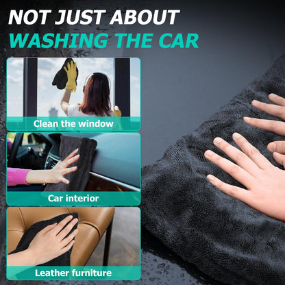 2-Pack Microfiber Towels for Cars, 1300 GSM Premium Ultra-Soft Microfiber, (Double-Sided 35" X 27.5" & 19.7" X 11.8") Towels are Great for Car and Home Cleanups, No Streaks, Scratches Or Water Spots