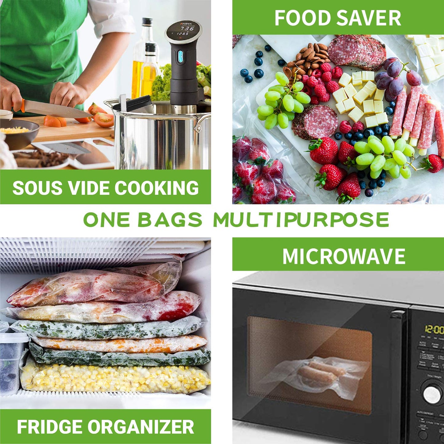 BoxLegend Vacuum Sealer Bags 11''x50' (2 Pack), Food Saver Bags Rolls, Sac Sous Vide Alimentaire, Commercial Grade Vacuum Seal Bag for Meal Prep, BPA Free, Heavy Duty (100 Feet)