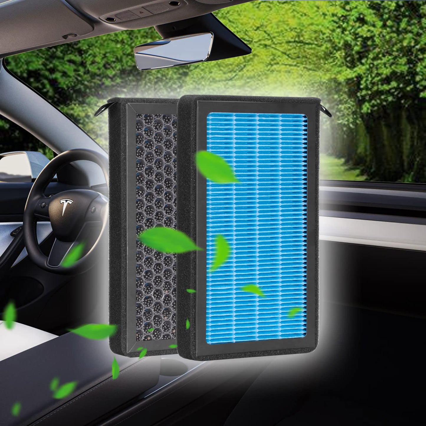 Spurtar HEPA Air Filter for Tesla Model 3 Model Y 2016-2025, 2 Pack Cabin Air Filter Replacement with Activated Carbon for Tesla