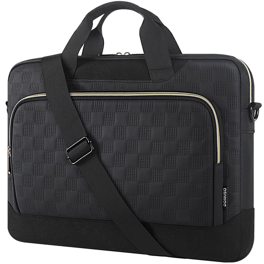 DOMISO 17 inch Laptop Bag 17.3 inch Laptop Sleeve Waterproof Laptop Shoulder Bag 17 inch Laptop Case for Men Women Business Office Work Computer Bag 17 Inch Adjustable Messenger Bag, Black