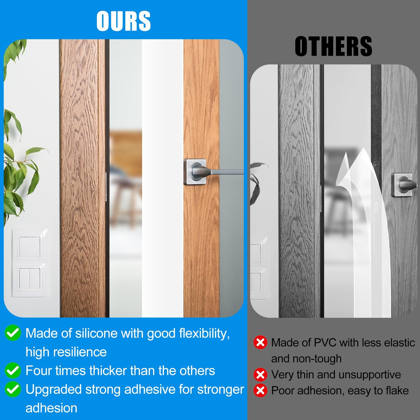 Draft Seal Tape for Doors and Windows 1 in x 20 Ft Silicone Weather Stripping Extra Thick 2mm Door Seal Strip with Strong Adhesive Draft Insulation Stopper Side Seal - White