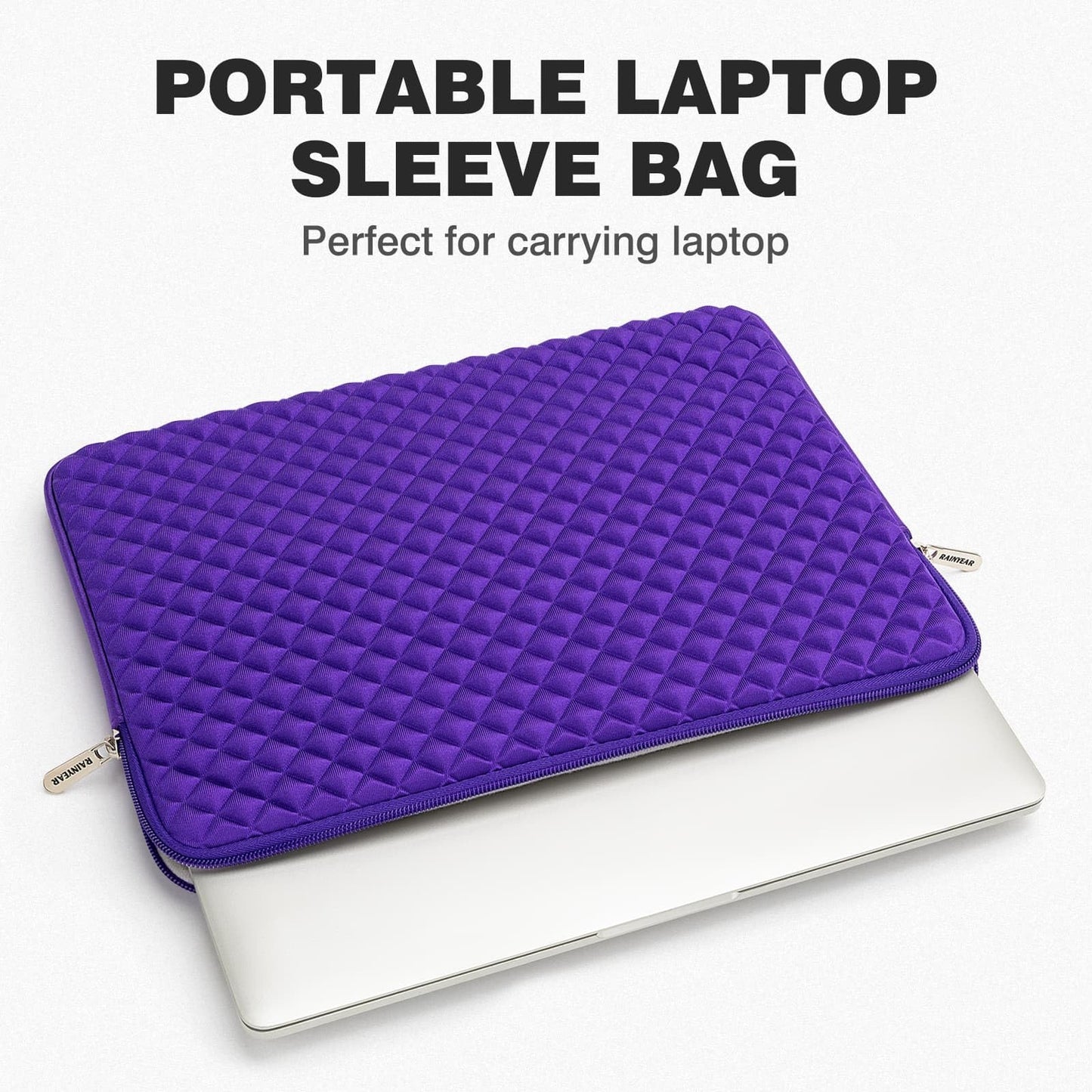 RAINYEAR 13 Inch Laptop Sleeve Diamond Foam Case Bag Compatible MacBook 14", 13.3" MacBook Air/Pro A3449 A3113 A3240 A2681 A2337 A2338 & for 13.3" PC Notebook Chromebook (Purple)
