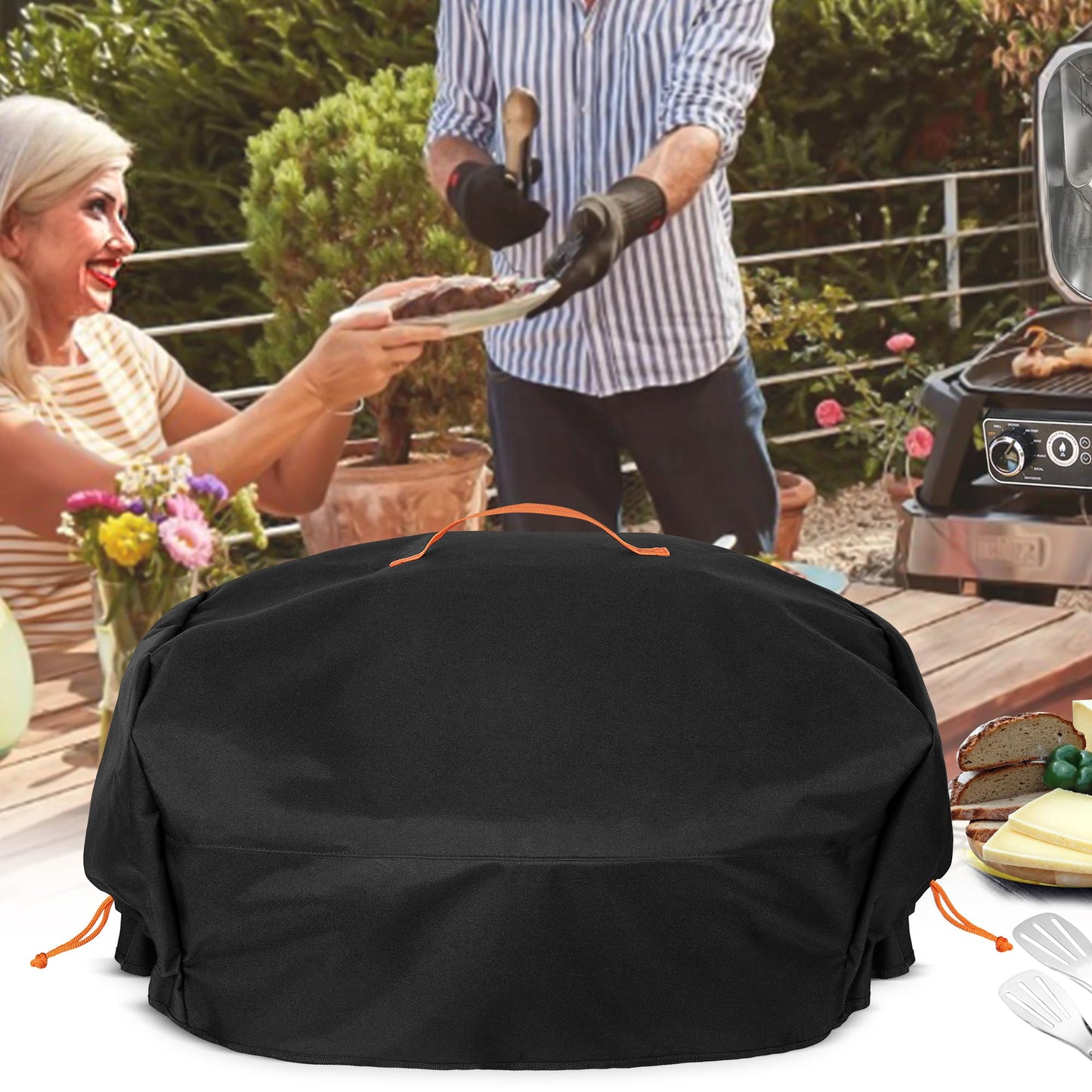 HODRANT Grill Cover Compatible with Ninja OG701 OG751 Woodfire Grill, BBQ Grill Accessories Bag Compatible with Ninja OG700 Series Outdoor 7-in-1 Grill Smoker, with Handle & Inner Pocket, Cover Only