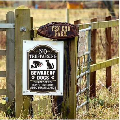 Clotide 2 Pack Beware of Dogs Sign, 12" x 8" Rust Free Aluminum Metal No Trespassing Private Property Sign, UV Protected and Weatherproof, Durable Ink, Easy to Install, Indoor/Outdoors Use (Black)