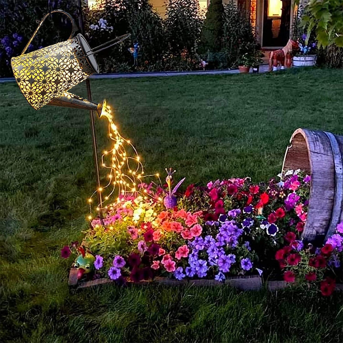 Vcdsoy Solar Watering can with Lights - Gifts for Mom Women Grandma, Solar Lights Outdoor Decorative Waterproof, Waterfall Fairy Lights Yard Decor for Table Patio Yard Pathway Walkway Party