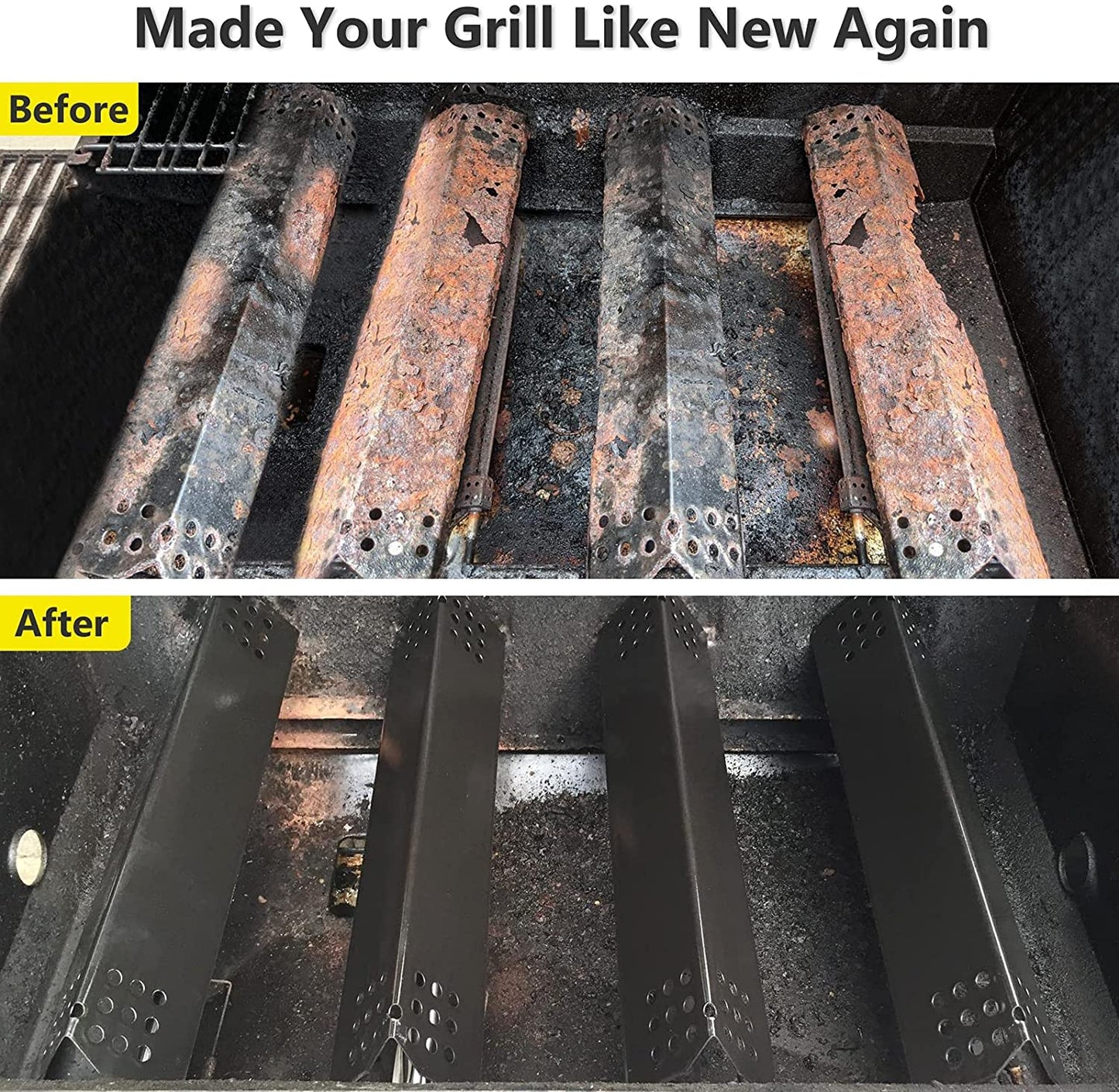 BBQSAVIOR PP87 Porcelain Steel Grill Heat Plate Shield, BBQ Heat Tent, Gas Barbecue Replacement Parts for Grill Master 720-0697 Nexgrill 720-0830H 720-0783E Burner Cover 37CM 4-Pack