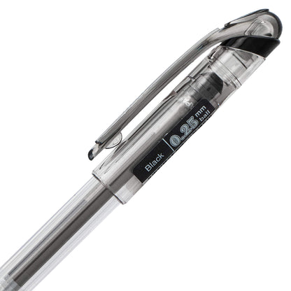 Pentel Arts Slicci Liquid Gel Rollerball Pens, Art, Sketching, Journaling, 0.25mm Extra Fine Point, Black Ink, BG202A, Box of 12