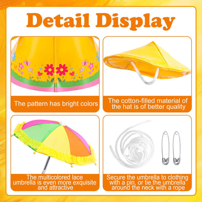 3 Pcs/Set Raincoat Porch Goose Outfits, Lawn Goose Statue Raincoat Costume, Yard Goose Clothes Raincoats Umbrella Hat Outfit for 23" Statue Patio Garden Decoration