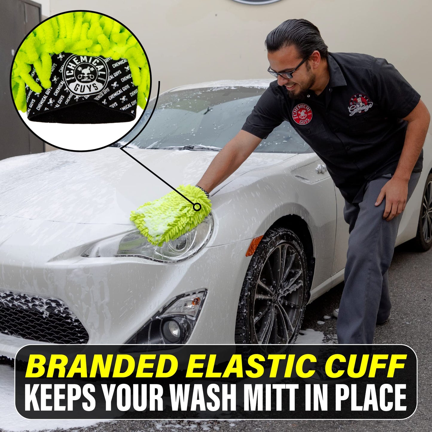 Chemical Guys Chenille Premium Scratch-Free Microfiber Wash Mitt Green, Great for Cars, Trucks, SUVs, RVs & More (2 Pack)