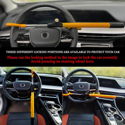 THASOK Car Steering Wheel Lock Anti-Theft Device, Upgraded Thicker Metal Pole High-Security Car Lock Universal, Adjustable The Club Steering Wheel Lock for Car/SUV/Truck/Van (Yellow)