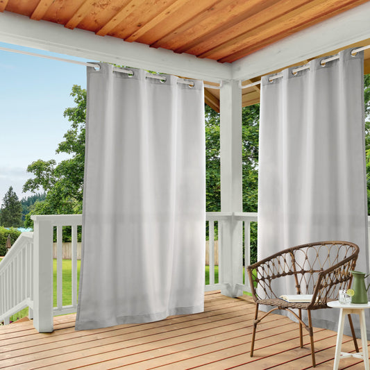 Exclusive Home Curtains Indoor/Outdoor Solid Cabana Grommet Top Curtain Panel, Cloud Grey, 54x120, 2 Piece