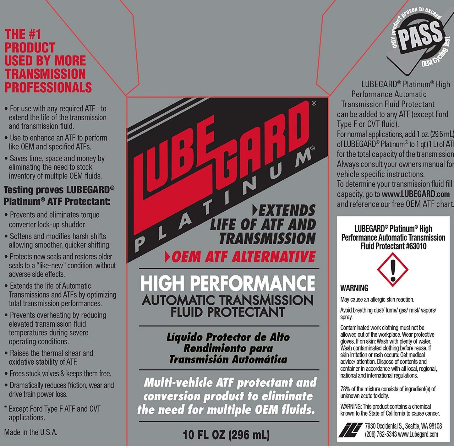 Lubegard 63010 Platinum Universal ATF Protectant, 10 oz.