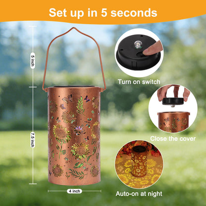 Sunflower Solar Lantern Outdoor Waterproof - Birthday Gifts for Women Mom Grandma, Mothers Day Gifts, Solar Lights Outdoor Garden Decor for Outside