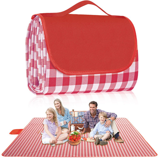 Extra Large Outdoor Picnic Blanket, 79"x79" Waterproof Picnic Mat, Sandproof Beach Blanket Portable Camping Blanket Lightweight for Park Beach Camping Courtyard (Red)