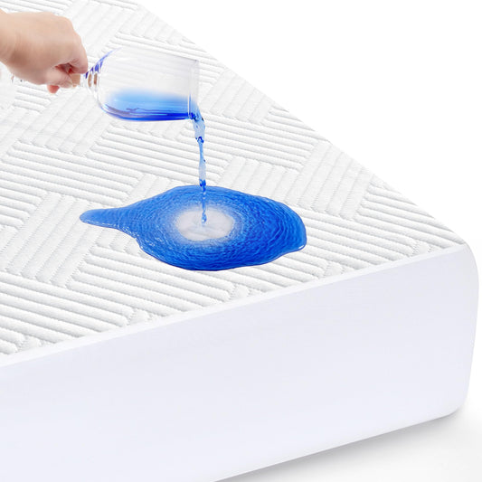 Cozymaker Queen Mattress Protector, Cooling Viscose from Bamboo Mattress Cover Fitted 8"-21" Deep Pocket, 100% Waterproof Soft Breathable Mattress Pad Protector Noiseless Washable