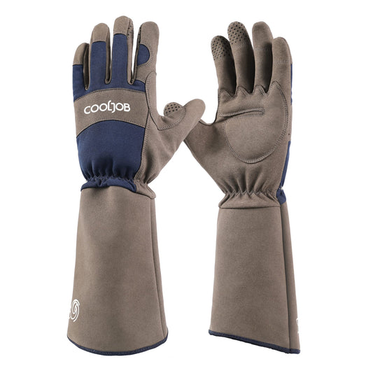 COOLJOB Rose Pruning Thorn Resistant Garden Gloves for Women & Men, Long Sleeve Puncture Proof Work Gloves with Forearm Protection, Medium Size, Blue & Grey (1 Pair M)
