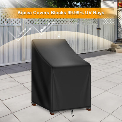 Kipiea 500D Patio Chair Covers Waterproof Winter - Heavy Duty Lawn Outdoor Furniture Chair Covers with Anti UV and No Tears, No Fading (28" W x 36" D x 47" H)