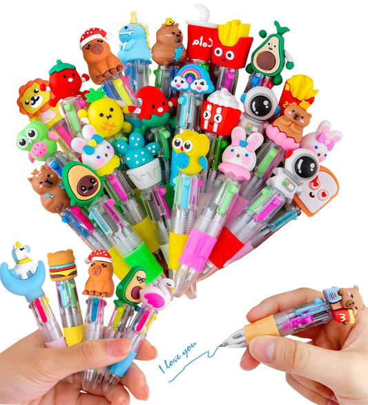 Oneshow 30 Pack Mini Multicolor Pen in One, 4-in-1 Fun Pens, Bulk Pens School Supplies Students Prizes, Ballpoint Pens for School, Office & Home Writing Supplies (Assorted Style)