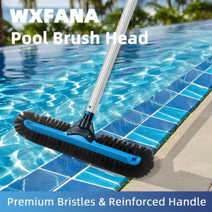 WXFANA 51cm Wide Pool Brush Head, Extra-Large Pool Brush Heavy Duty Pool Cleaning Brush with 12-Rows Bristles, Inground/Above Ground Pool Brushes with Curved Ends,Sturdy EZ Clip Handle (No Pole)