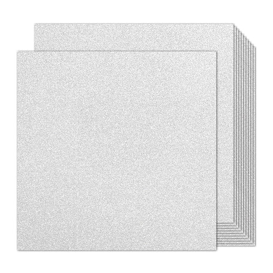 Double-Sided Silver Glitter Cardstock 12x12 for Cricut - Goefun 24 Sheets 12x12 Cardstock, 280 GSM/100 LB Silver Glitter Paper for Crafts, Christmas, Anniversary