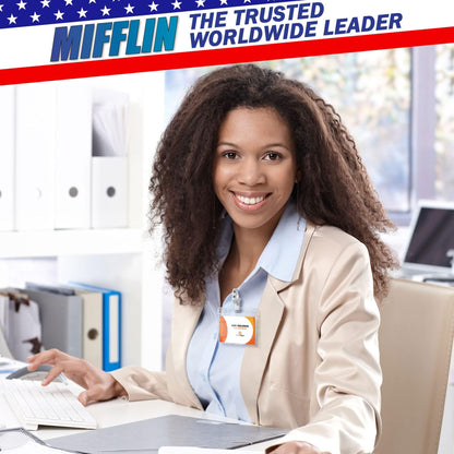 MIFFLIN Horizontal ID Name Badge Holder (Clear, 90x60 mm, 100 Pack), Waterproof and Resealable Plastic Card Holders