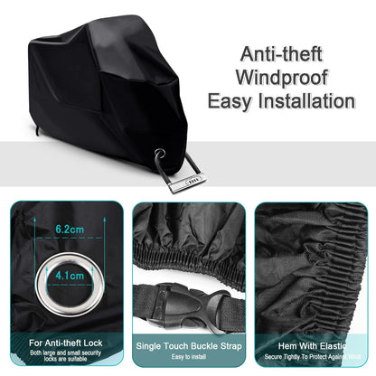 LIHAO Motorcycle Cover Waterproof Outdoor Motorbike Protection Cover Fits up to 96.5 inches Motorbike Cover with Storage Bag All Season Protection (XL)