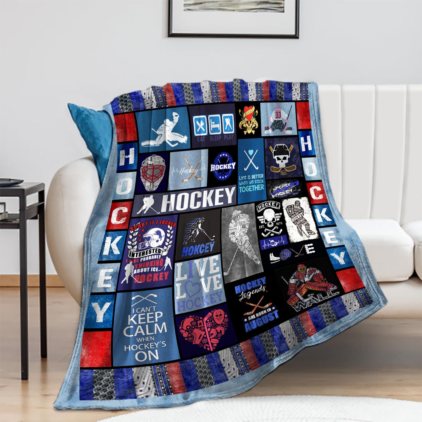 Hockey Blanket Hockey Gifts for Boys Kids Men Women Soft Cozy Fleece Throw Blanket for Couch Bed Sofa Xmas Decor Bedding 50'' x 60'' (Hockey Blanket 06)